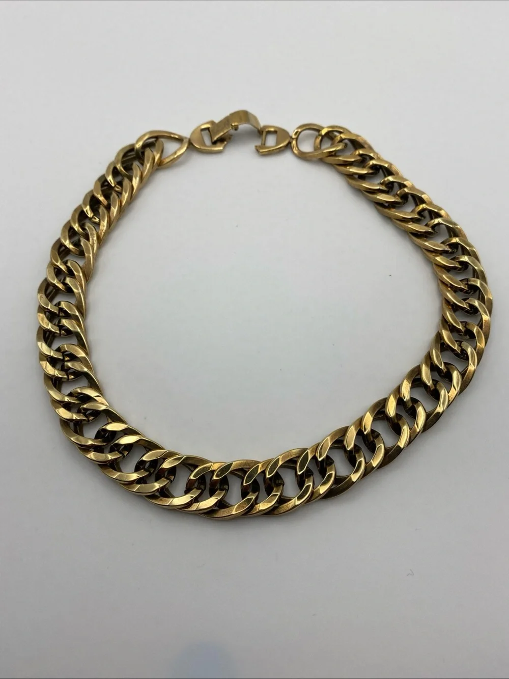 Vintage Sperry Gold Tone Chunky Curb Chain Statement Choker Necklace 15